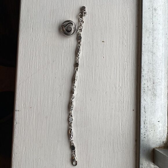 BRIGHTON rare vintage retired silver link chain open heart charm‎ bracelet - Picture 3 of 5